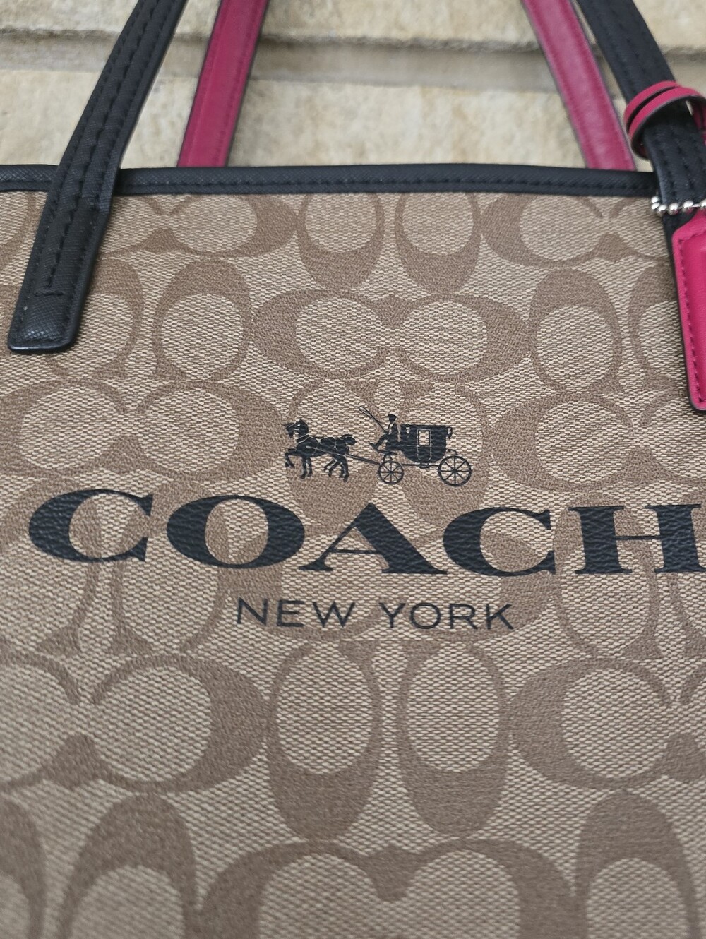 Coach C7420 City Tote Signature Canvas Red/Khaki - Picture 2 of 16